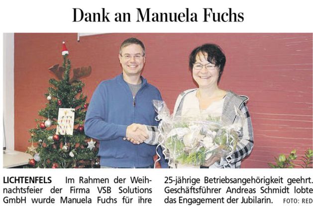 Dank an Manuela Fuchs für 25 Jahre