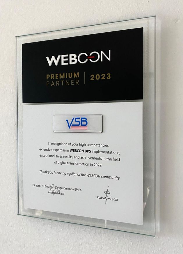 VSB ist auch in 2023 wieder einziger WEBCON Premium-Partner in Deutschland
