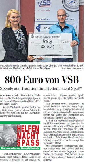 Spendenübergabe an Till Mayer