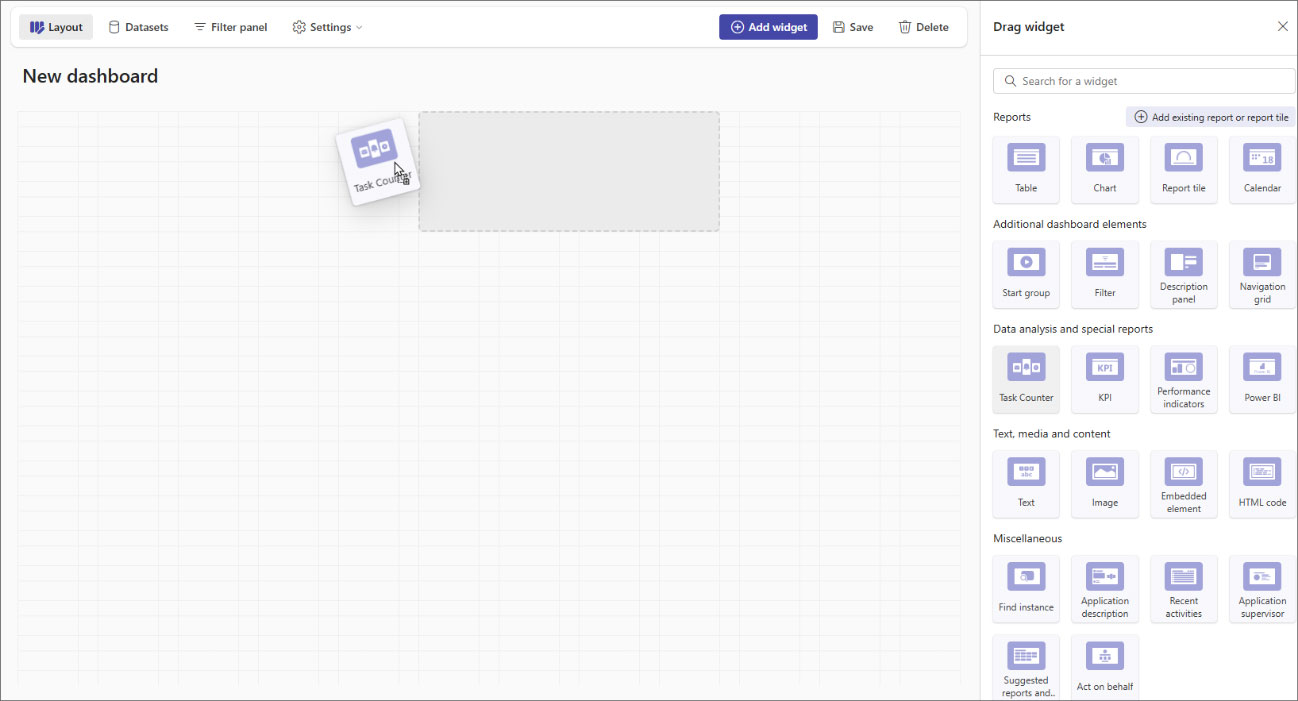 Dashboard-Grid in WEBCON BPS 2025 R2